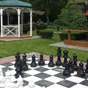 An outdoor chess set