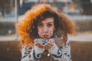 woman with sweater and scarf