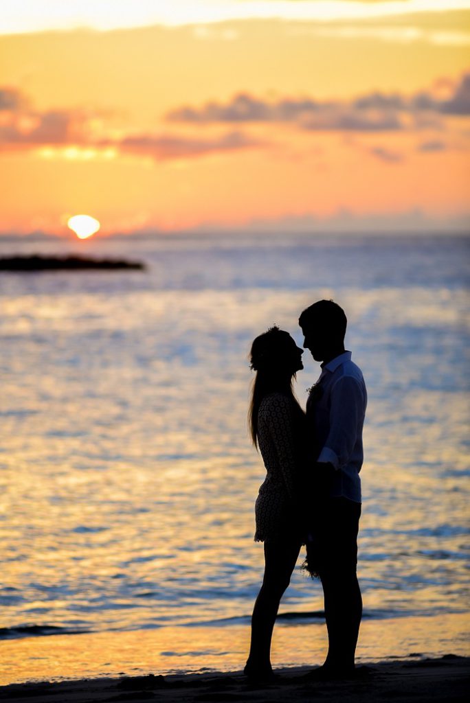 romantic couple by the beach
