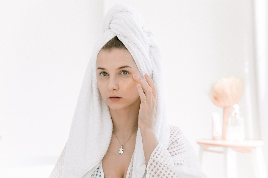 woman taking care of skin