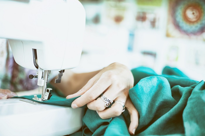 A woman sewing