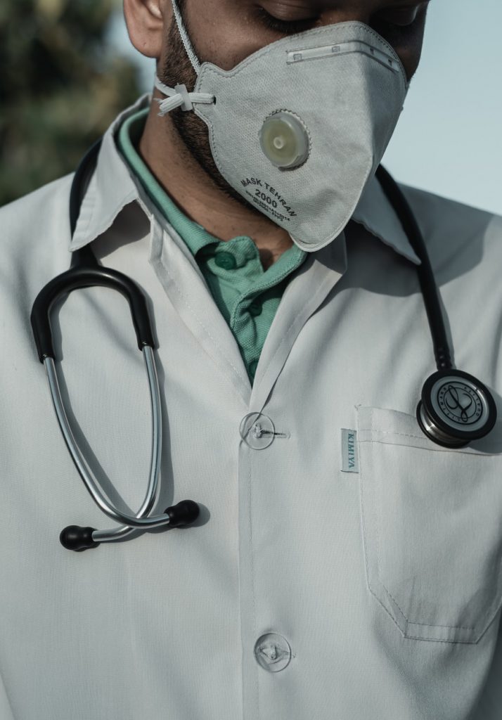 A doctor wearing his basic uniform