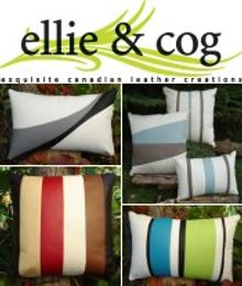 Picture of leather pillow from Ellie & Cog catalog
