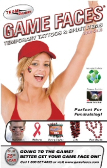 Picture of buy temporary tattoos from Game Faces ® by Team Dynamics catalog