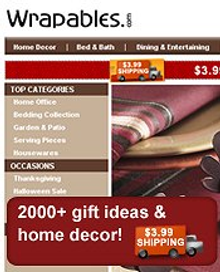 Picture of home decor and gifts from Wrapables catalog
